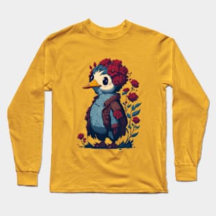 Duck With Red Flowers Hat Long Sleeve T-Shirt